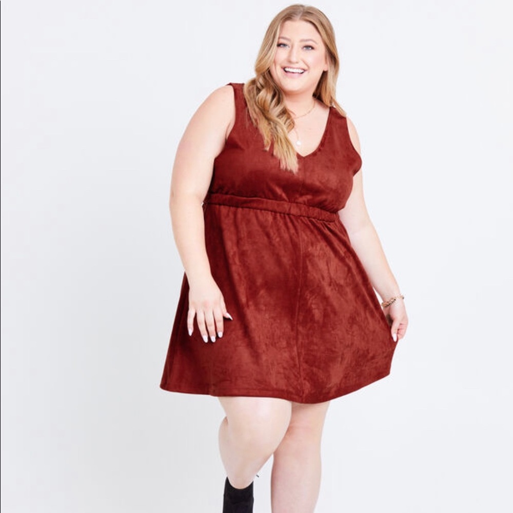 Winnie Suede Dress in rust, NWT from Arula (altr’d state plus size)